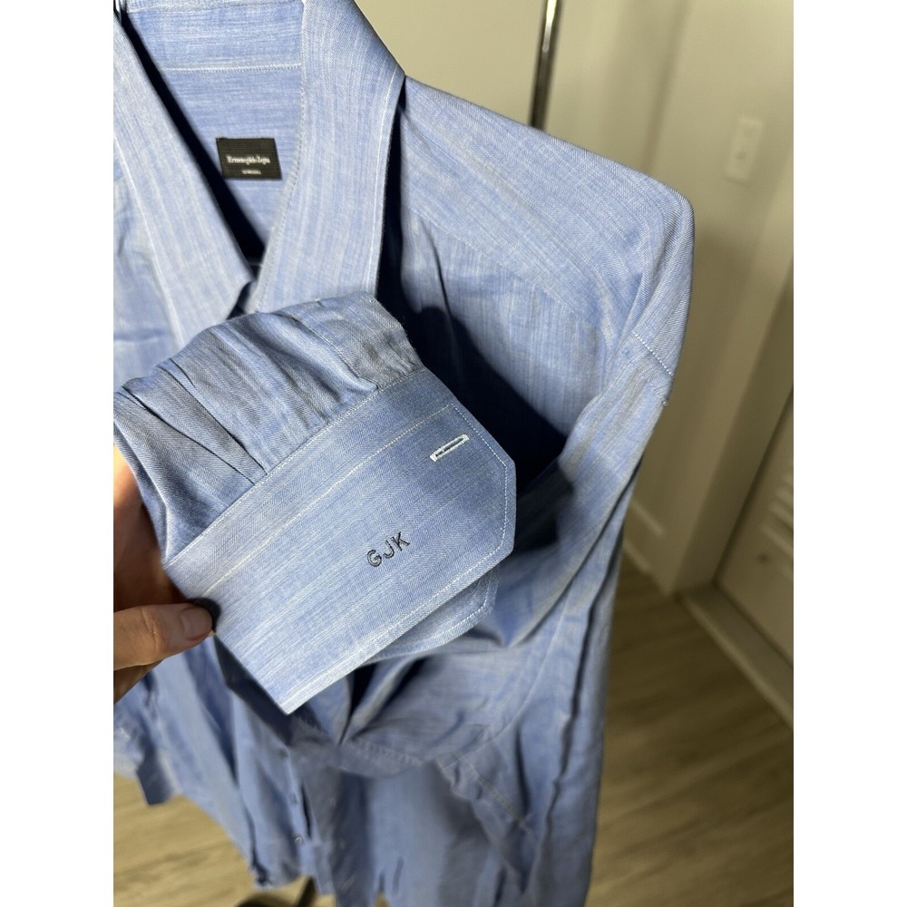 Ermenegildo Zegna Su Misura Regular Fit Long Sleeve Blue Shirt 46/18 - Picture 7 of 13